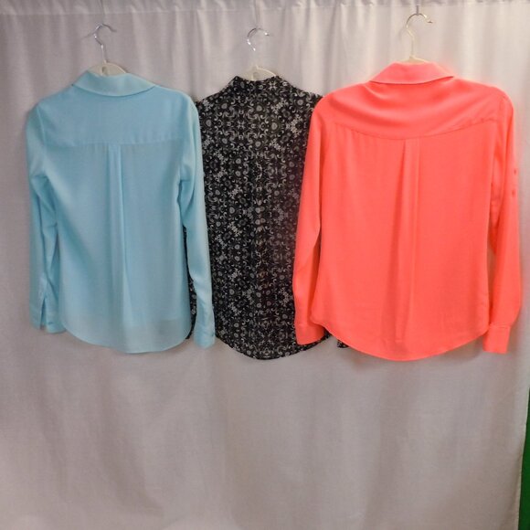Bundle of 3 Express Size XS Portofino Shirt Neon Orange, Sky Blue, Black/White - Picture 3 of 15